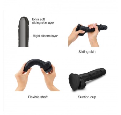 Realistyczne dildo sliding skin black xxl